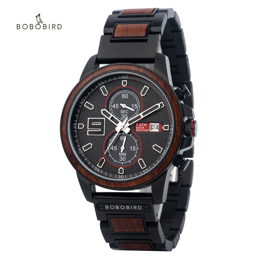 

BOBO BIRD 2022 New Men's Stainless Steel Watch Luxury Wooden Watches High Quality Japanese Quartz Movement Customized Gifts