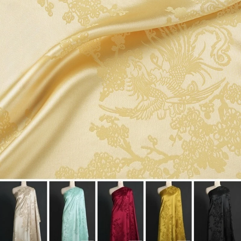 

Imitation Silk Jacquard Acetate Satin Fabric for Glossy Silky Smooth Skirt Cheongsam Fabrics By The Meter Cloth Diy Sewing