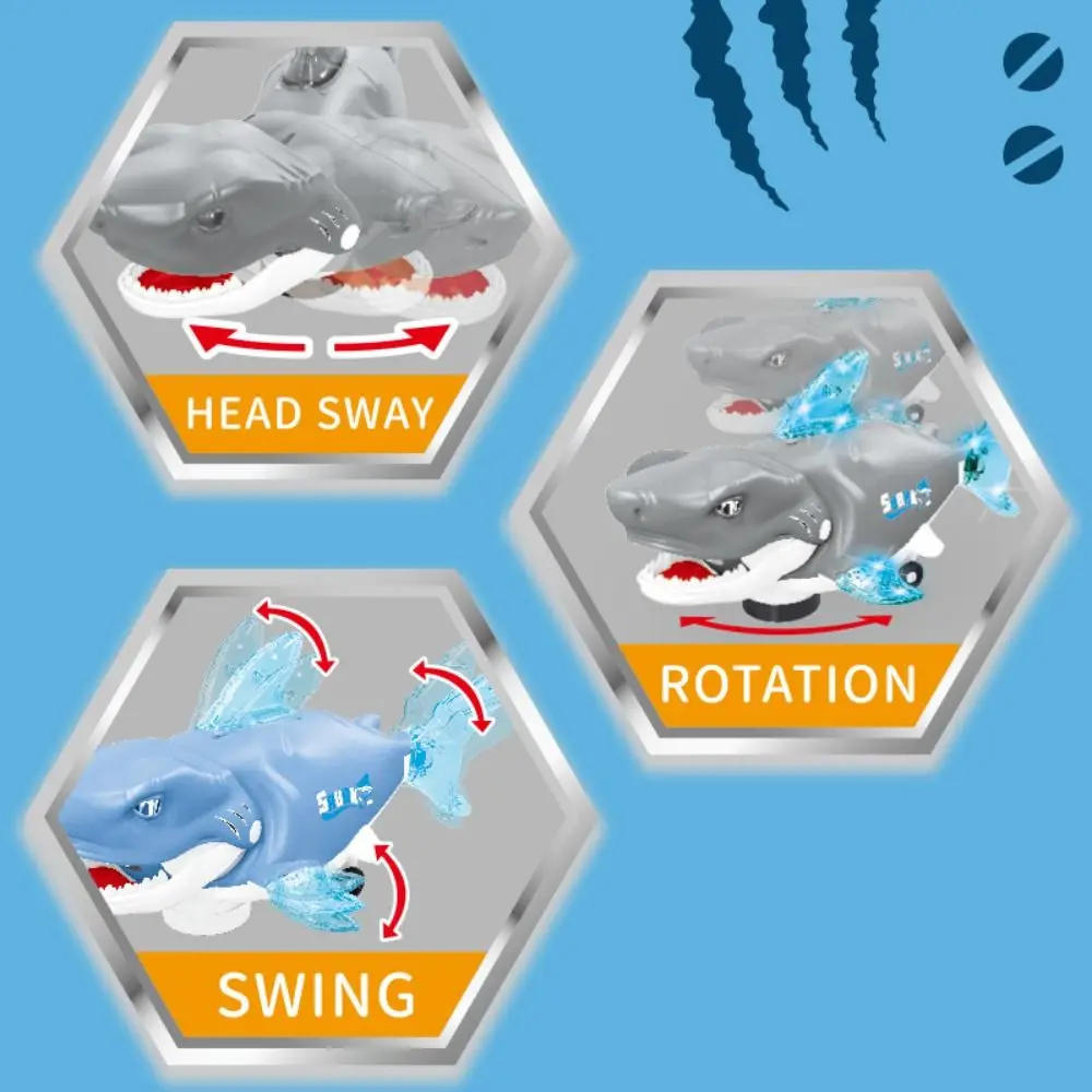 Cute Plastic Swinging Shark with Sound Light Crawling Interactive Shark Swinging Flexible Swaying Fish Toys Birthday Gift