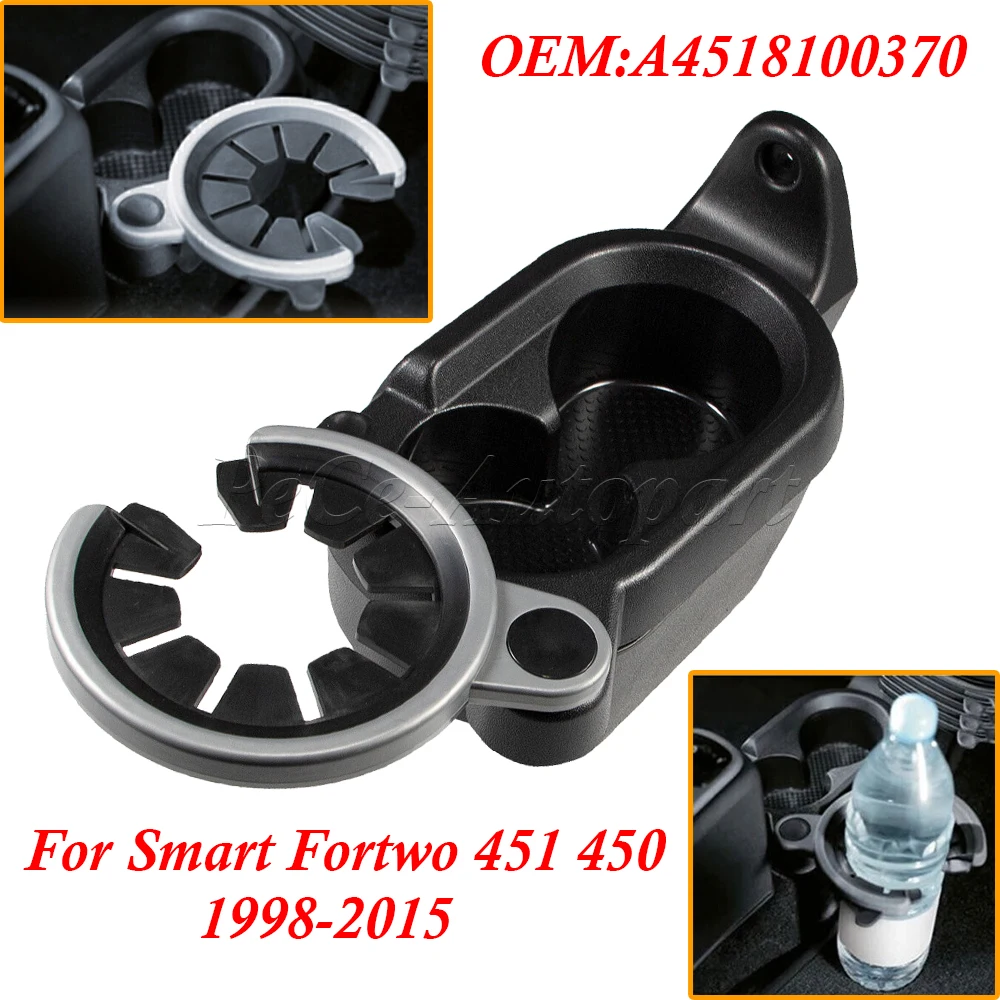 Car Drinks Holder Cup Mount Center Console Double Cup Holder For Mercedes Smart Fortwo 451 450 1998-2015 A4518100370