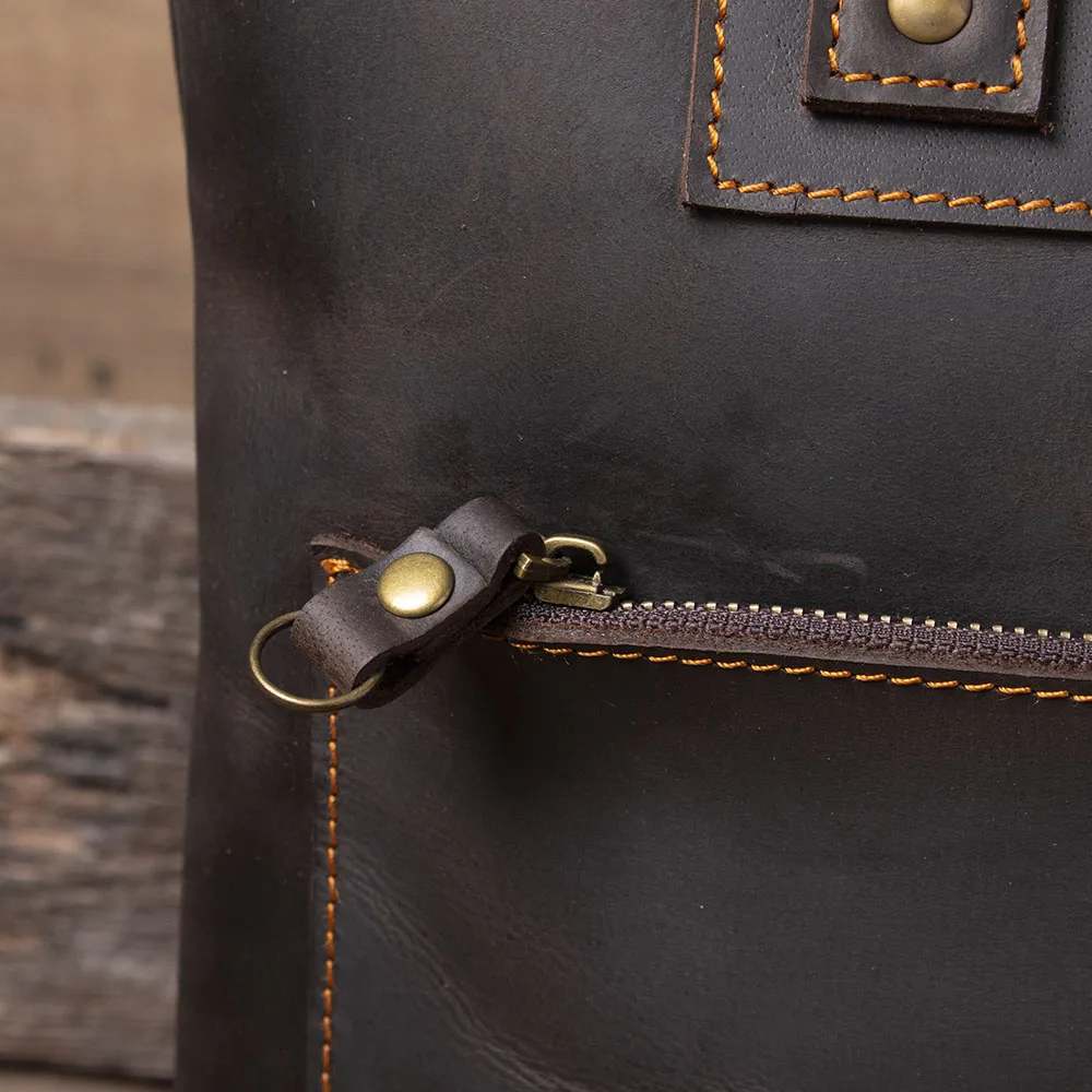 Vintage-Umhängetasche aus hochwertigem Leder für Herren, Aktentasche für Männer, Business-Handtasche, Laptoptasche – Detail 13