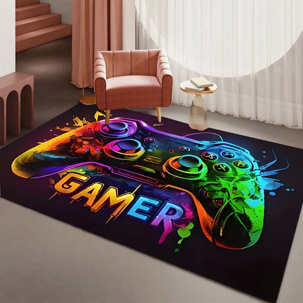 Gaming Rug for Boys Room Gamer Rug with Controller Design Carpet for Game Room Bedroom Decor Non-slip Machine Washab Mat Doormat