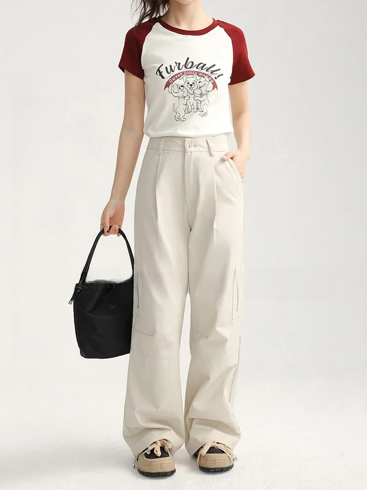 

Брюки женские летние с высокой талией, широкие, повседневные, свободные, скрывающие недостатки фигуры, бежевые, для работы