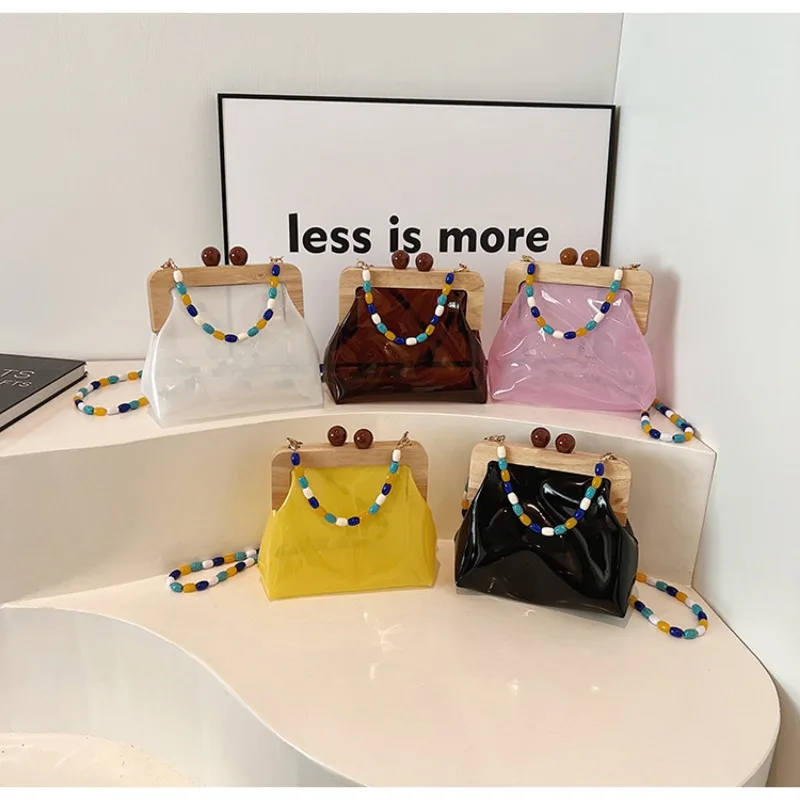 Moda Versatile perline borse a tracolla in gelatina PVC trasparente Design unico borse a tracolla celebrità Internet per le donne 2024 nuovo