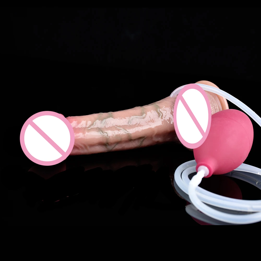 FAAK Skin Touch Lifelike Squirting Penis Silicone Strapon Ejaculation Realistic Dildo Sex Toys For Women Anal Plug