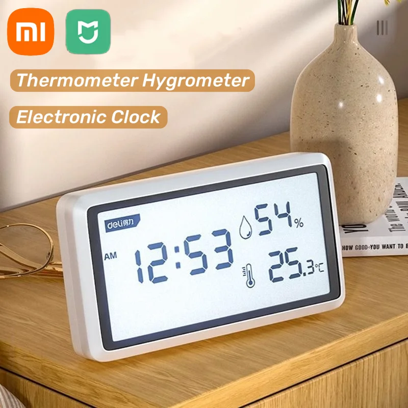 Xiaomi Electronic Thermometer Hygrometer Indoor Weather Station Sensor High Precision With Clock Function LCD Digital Display