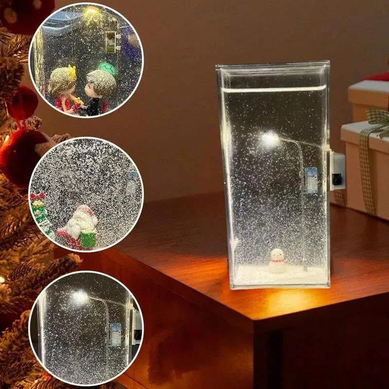 Snowy Night Flowing Small Night Light Snow Scene Street Light Snow Simulation Handmade Diy Material Package Desktop Decor