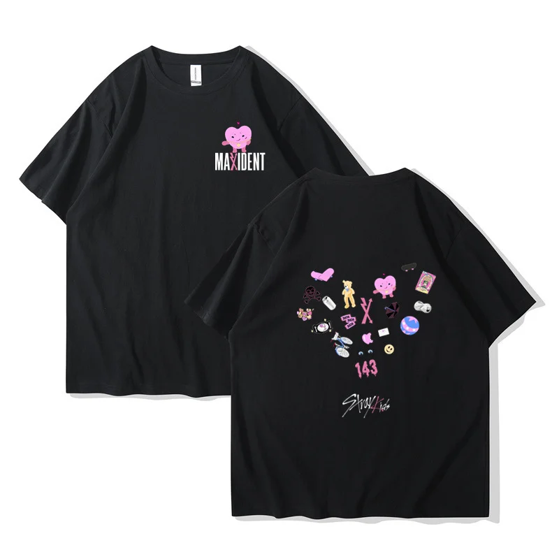 Hot Stray Kids Maxident T-Shirt Women Men Summer Casual Kpop Short Sleeve T-Shirt Men\'s T-shirts Couple T-shirts