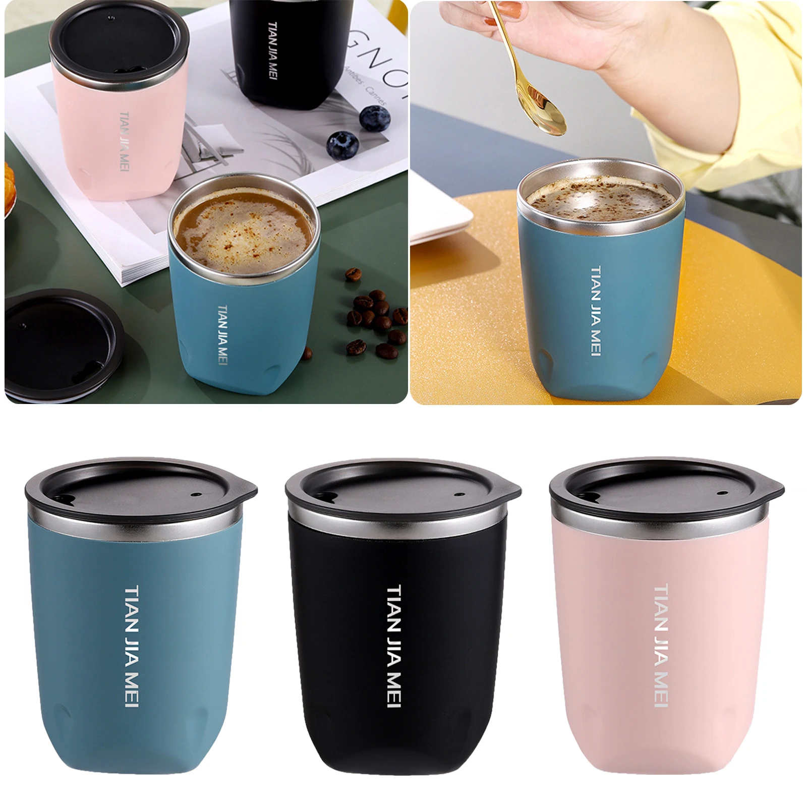 

300ML 304Stainless Stee Coffee Milk Mugs Eakproof Thermos Cup With Lid Office Home Kitchen Drinking Mugs Birthday Gifts