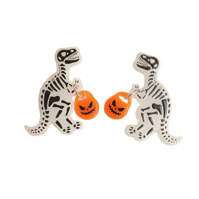 8 stücke Halloween Charms kreative Acryl leuchten in dunklen Schädel Dinosaurier Kürbisse Anhänger Mode-Accessoires für DIY machen