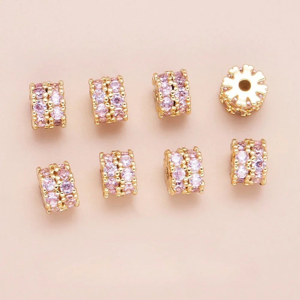 5PC Copper Plated 18k Jewelry Making Accessories, DIY Pearl Bracelet Necklace Wheel Row Spacer Loose Bead Material Wholesale