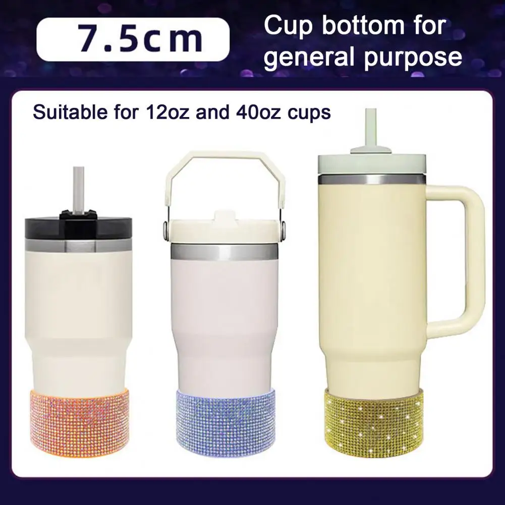 Silicone Cup Bottom Cover for Cup 20-40oz Diamond Glitter Sleeve for Water Bottles Protective Trapezoidal Cylinder Base Cover