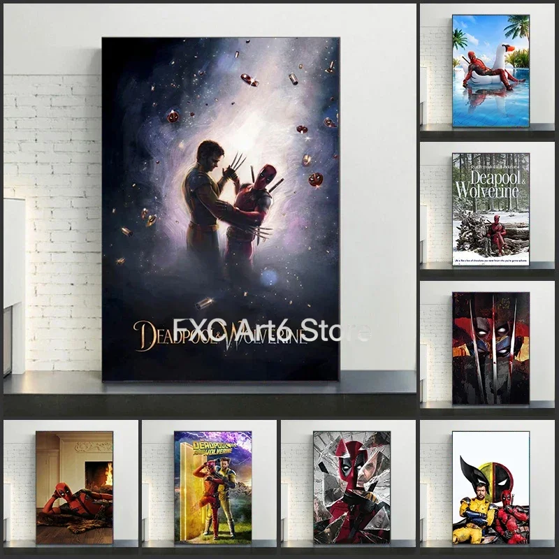 1PCS frameless  Canvas Paintings Marvel Deadpool Wolverine Wall Art Poster Avengers Kids Room Cartoon Canvas Painting Living Roo