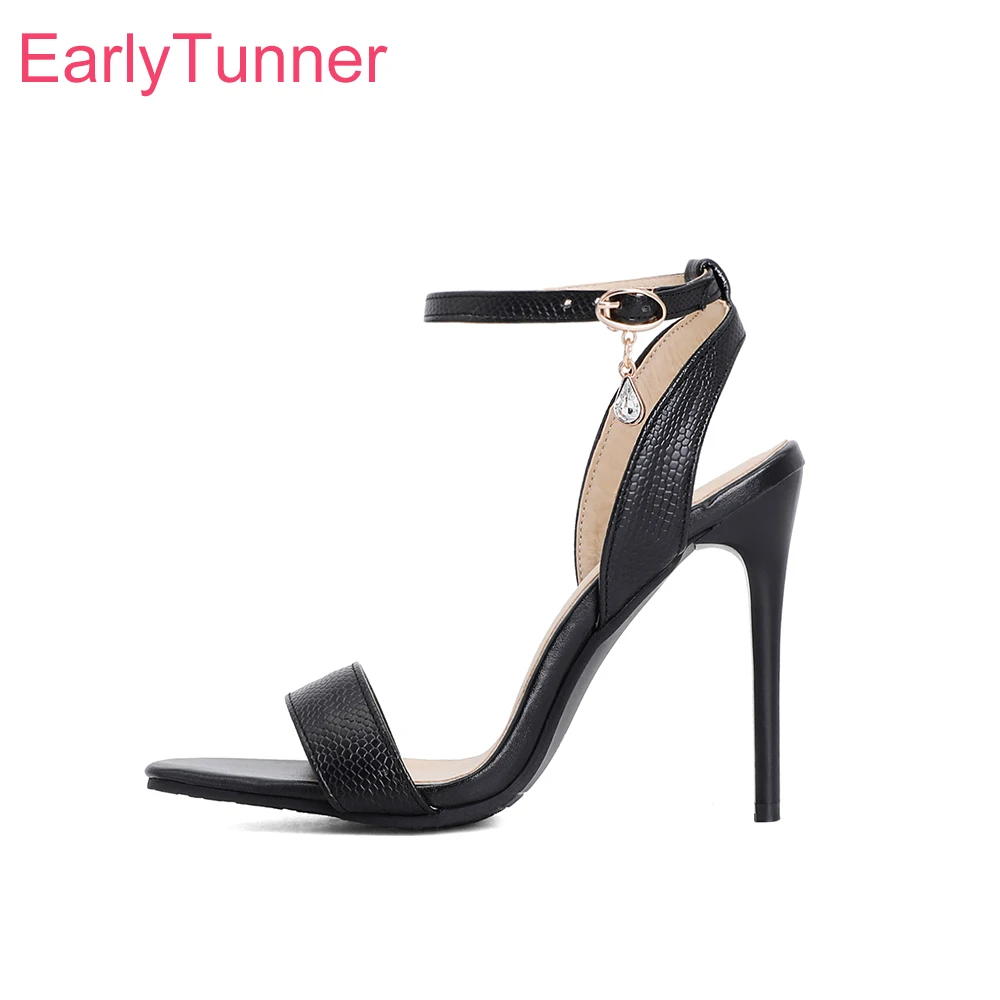 

Summer New Elegant Black Red Women Dress Sandals Sexy High Thin Heels Office Lady Shoes Plus Big Small Size 12 32 43 48