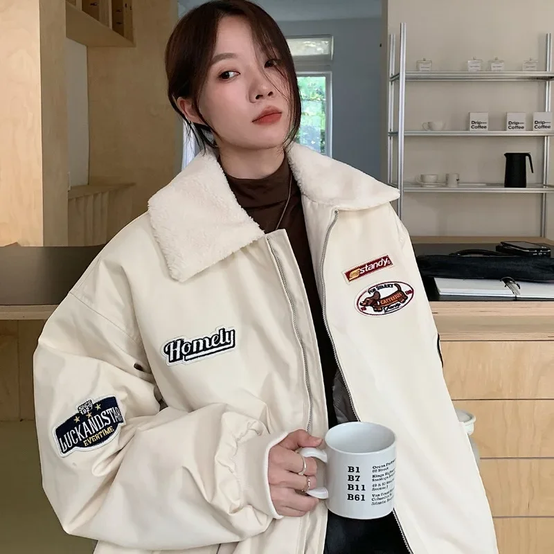 معطف شتوي من الصوف القطبي للنساء ملابس قطنية سميكة ملابس شتوية ملابس نسائية فضفاضة سترة شتوية غير رسمية ملابس علوية للسيدات