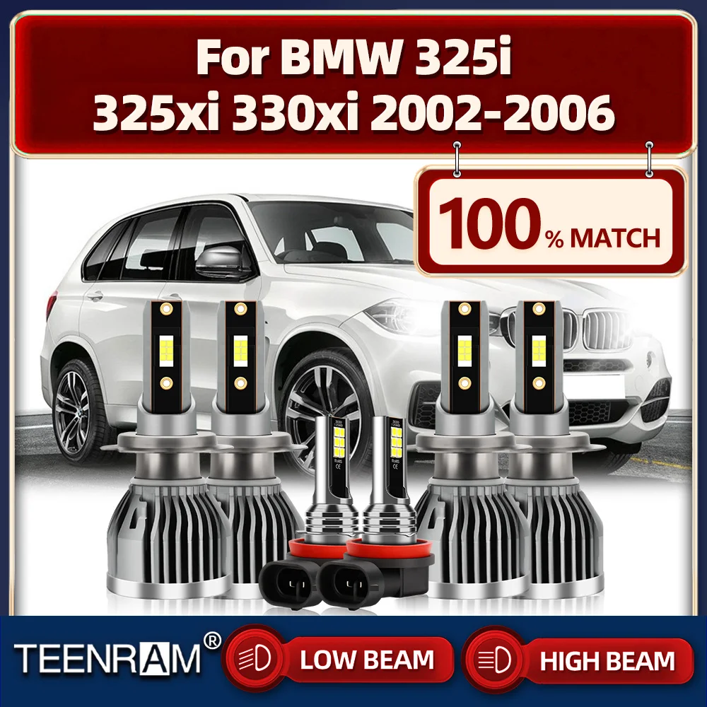 

LED Headlight Bulbs 60000LM High Low Beam Fog Lights 12V 6000K Turbo Lamps For BMW 325i 325xi 330xi 2002 2003 2004 2005 2006