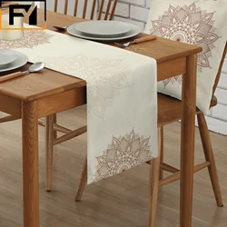 Boho Decor Mandala Flowers Texture Linen Custom Table Runners for Dining  Wedding  Home Party    Runne