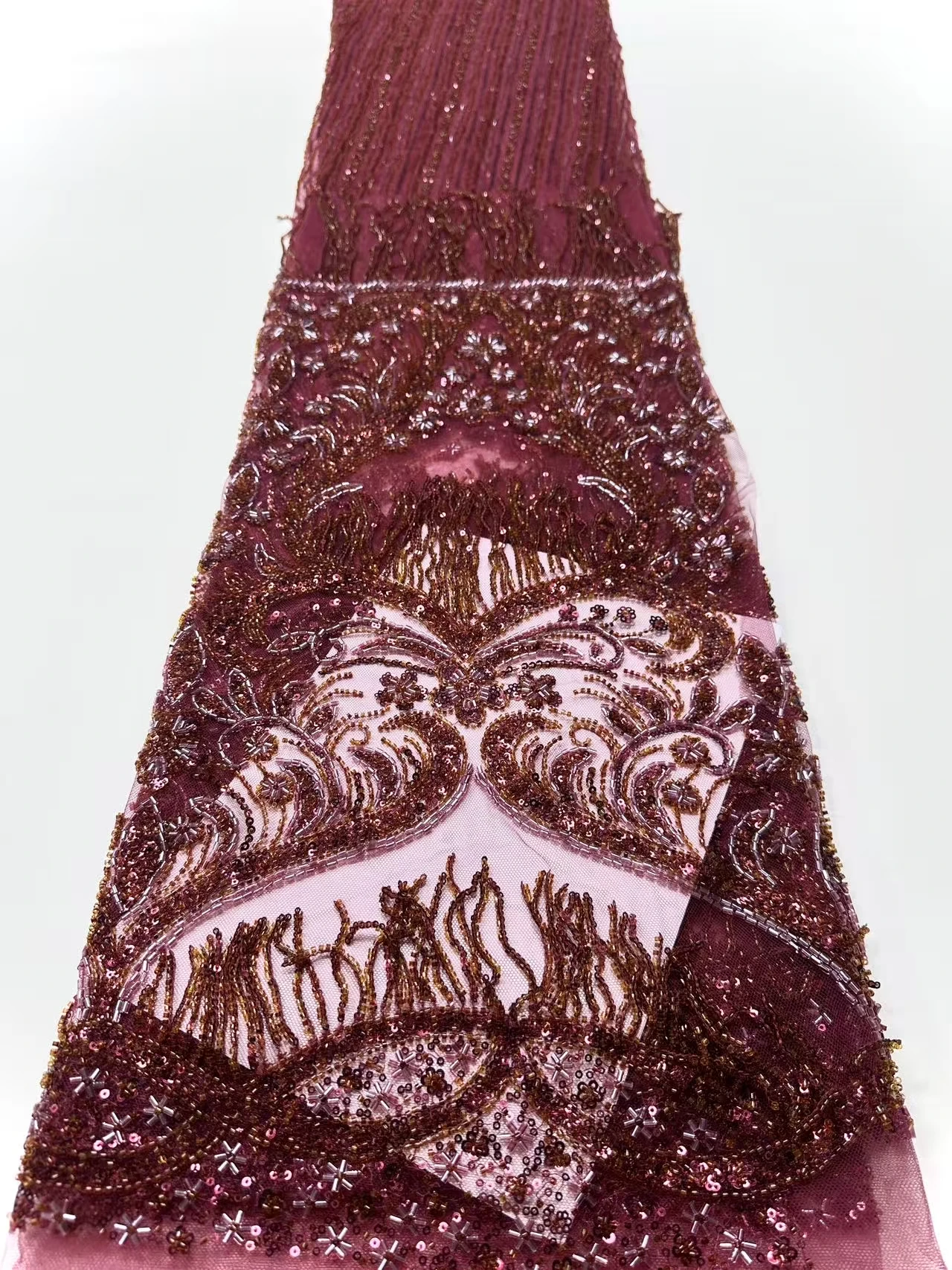 African 3D Tassel Sequins Lace Fabric for Sewing Material Accessories 2025 Luxury African Beads Fabric Party DIY Dress AH1586