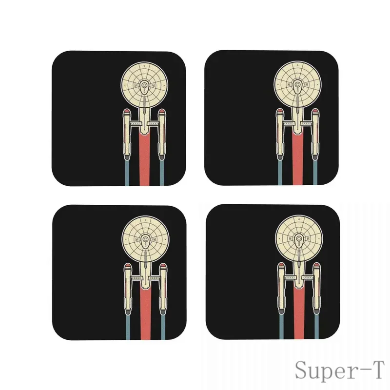 USS Enterprise Star Trek Coasters PVC Leather Placemats Non-slip Insulation Coffee Mats For Decor Home Kitchen Dining Pads