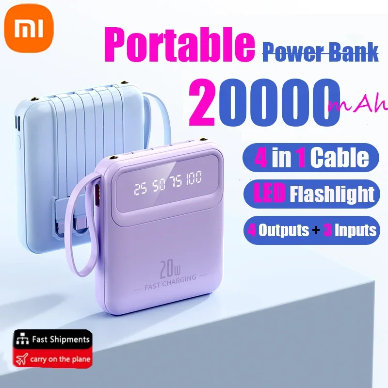 Xiaomi 20000มิลลิแอมป์ต่อชั่วโมงแบบพกพาชาร์จเร็วแบตเตอรี่สำรอง PD20W ชาร์จเร็วสำหรับ iPhone Samsung Huawei 2024ใหม่