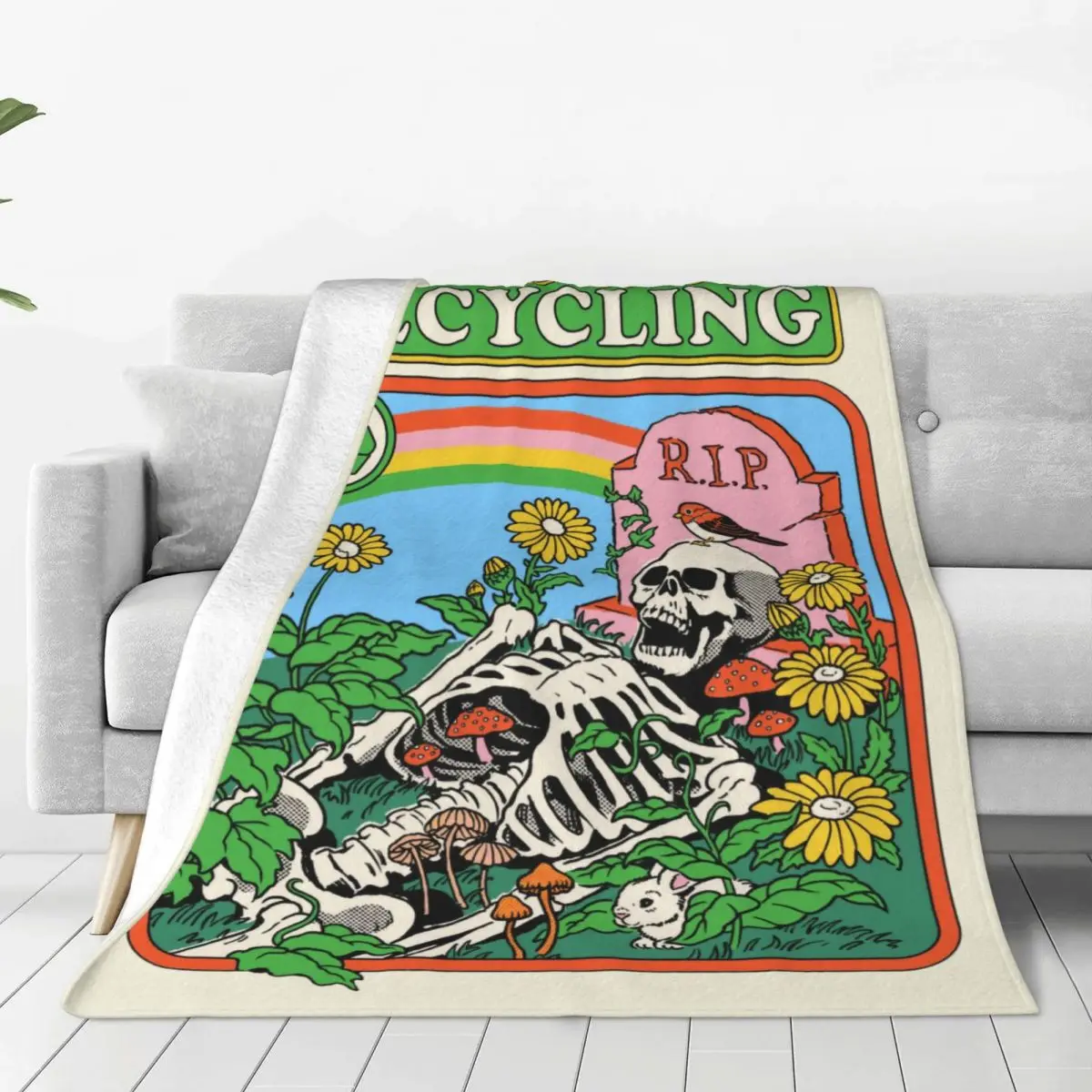 Funny Skull Carbon Circle Of Life Recycling Blanket Nostalgia Dark Humor Art Throw Blanket Comfortable