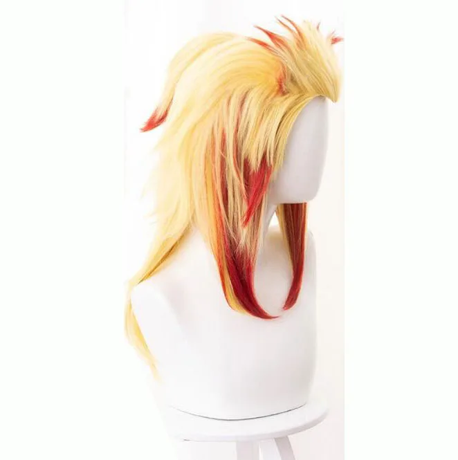 Anime Rengoku Kyoujurou Wig Cosplay Costume Long Mixed Color Heat Resistant Synthetic Hair Halloween Party Wigs