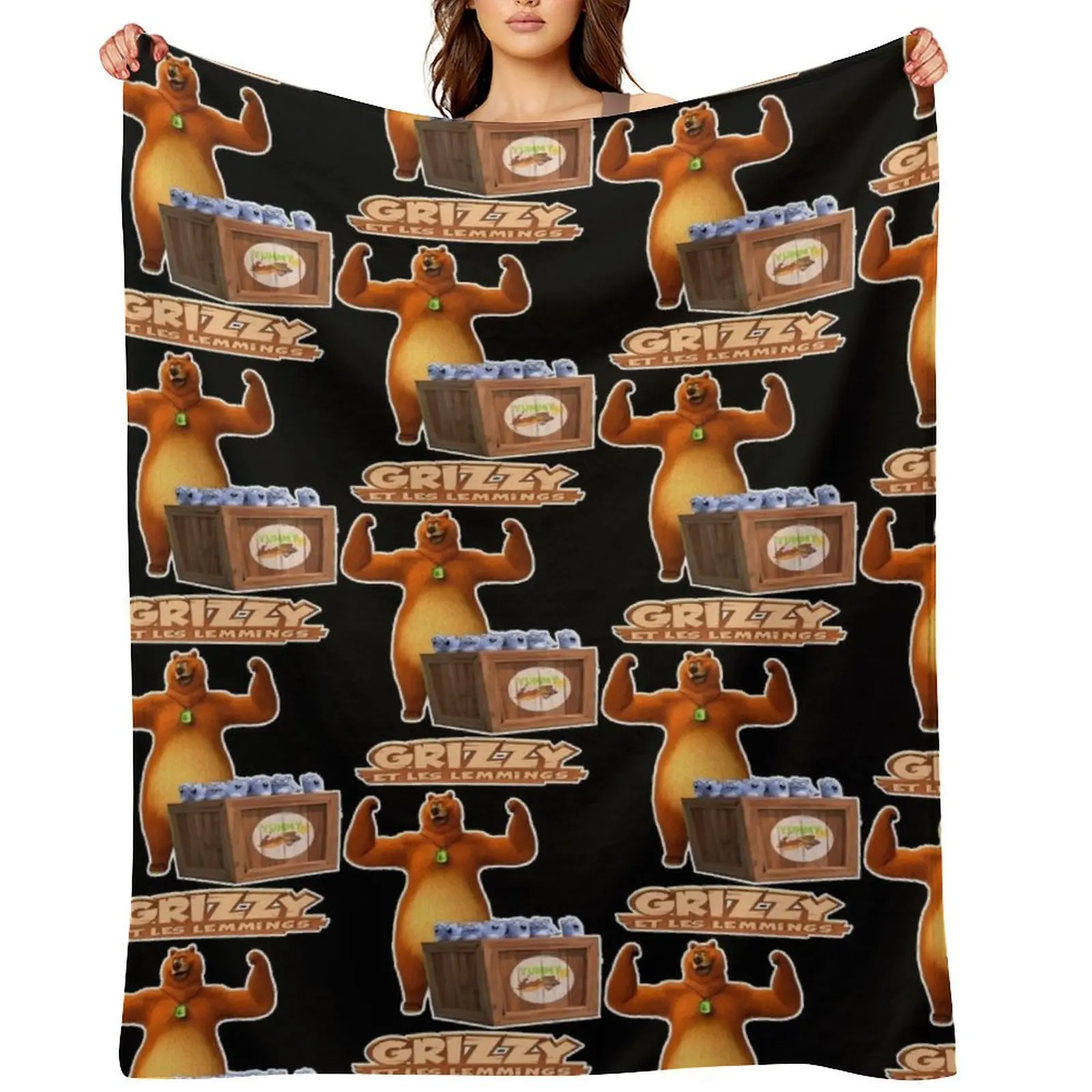 

grizzy and the lemmings Throw Blanket for winter Designers Travel Warm Blankets