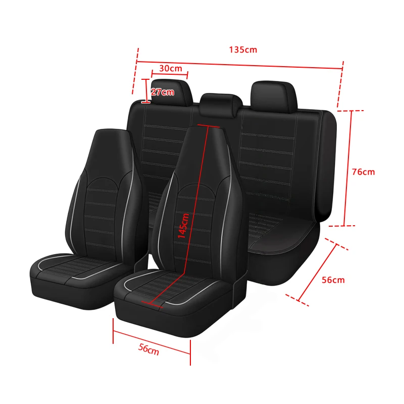 Ganzjahres-Universal-PU-Leder-Autositzbezug, vollständig umschließender Sitzschutz, wasserdicht, passend für Limousinen, SUVs, Pick-ups und LKWs – Detail 1