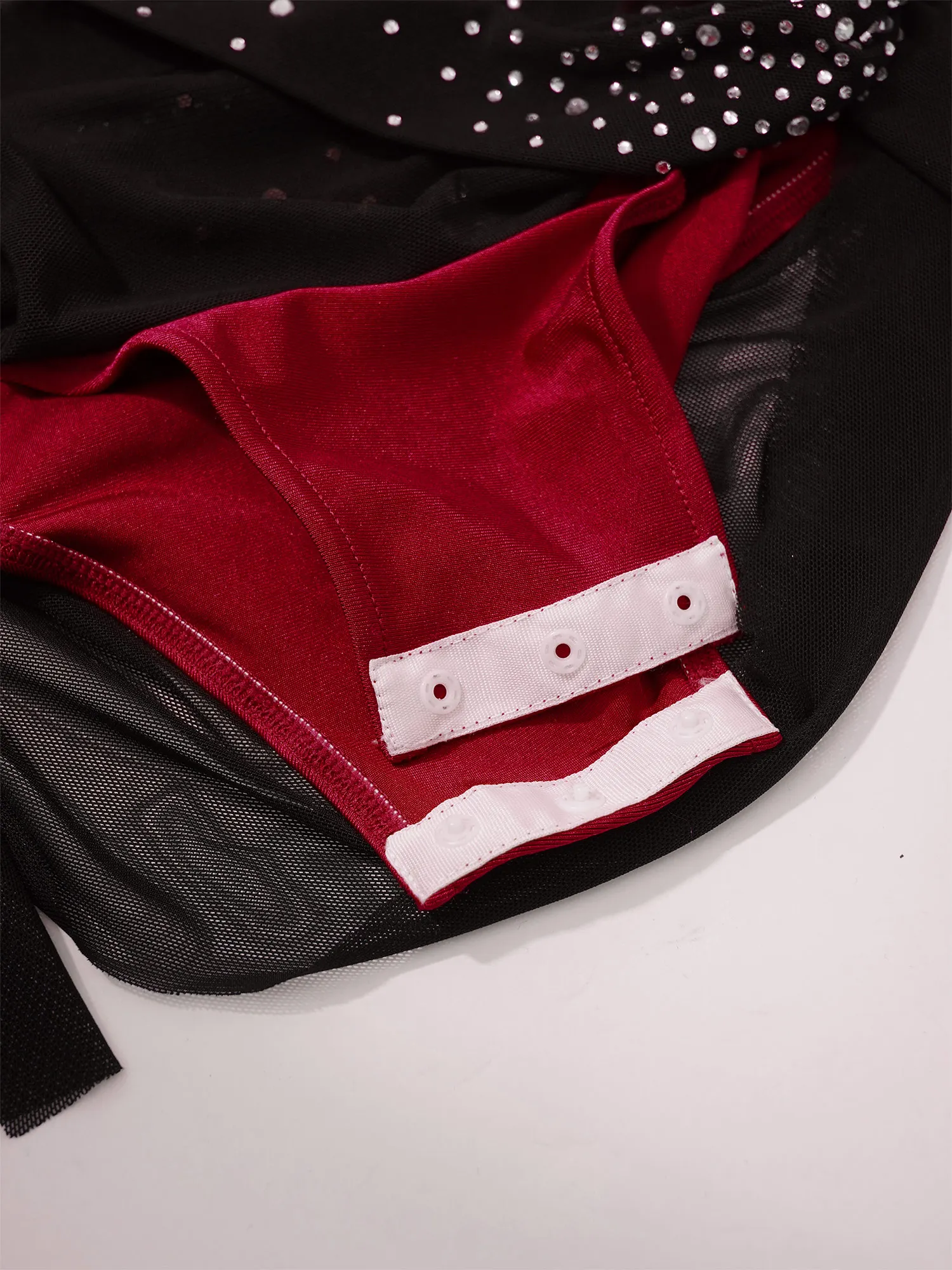 子供女の子バレエレオタードカラーブロック体操ワークアウトダンスウェアバレリーナコスチュームシアーメッシュ非対称ラインストーンボディスーツ