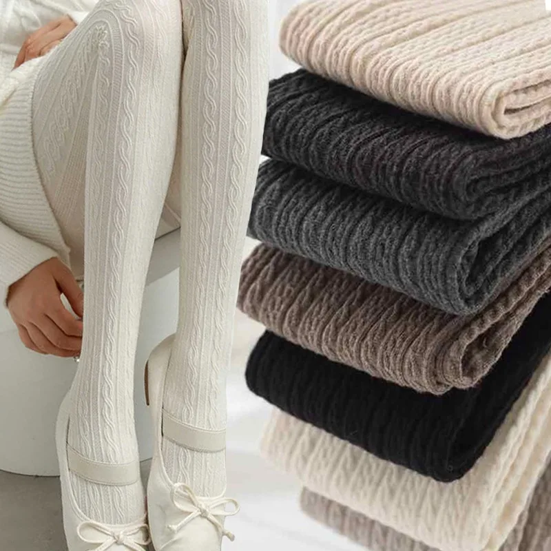 

White Pantyhose Thickened in Autumn and Winter To Keep Warm Japanese Fried Dough Twists Pattern Lolita JK Socks Grey Leggings