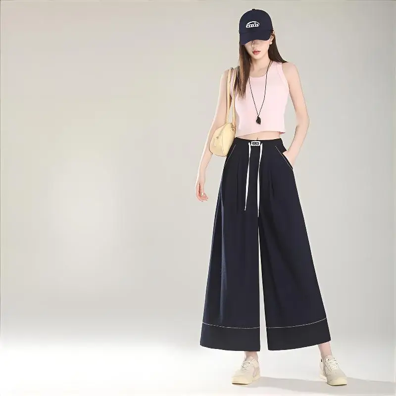 

Широкие брюки, длинные женские осенние фланелевые плиссированные брюки с вышивкой в английском стиле, офисные брюки Altgoth, классический жаккардовый трикотаж 2025 г.