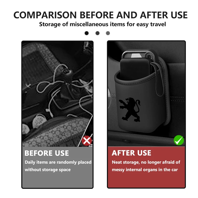 Car Leather Cup Holder Hang Drink Storage Box Accessories For Peugeot Expert Rifter 206 307 308 3008 207 208 407 508 2008 - view 3