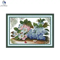 Joy Sunday Cross Stitch Kits Lilac And Apple Blossom Pattern Embroidery Starter Kits Handmade Crafts Needlepoint Home Decor