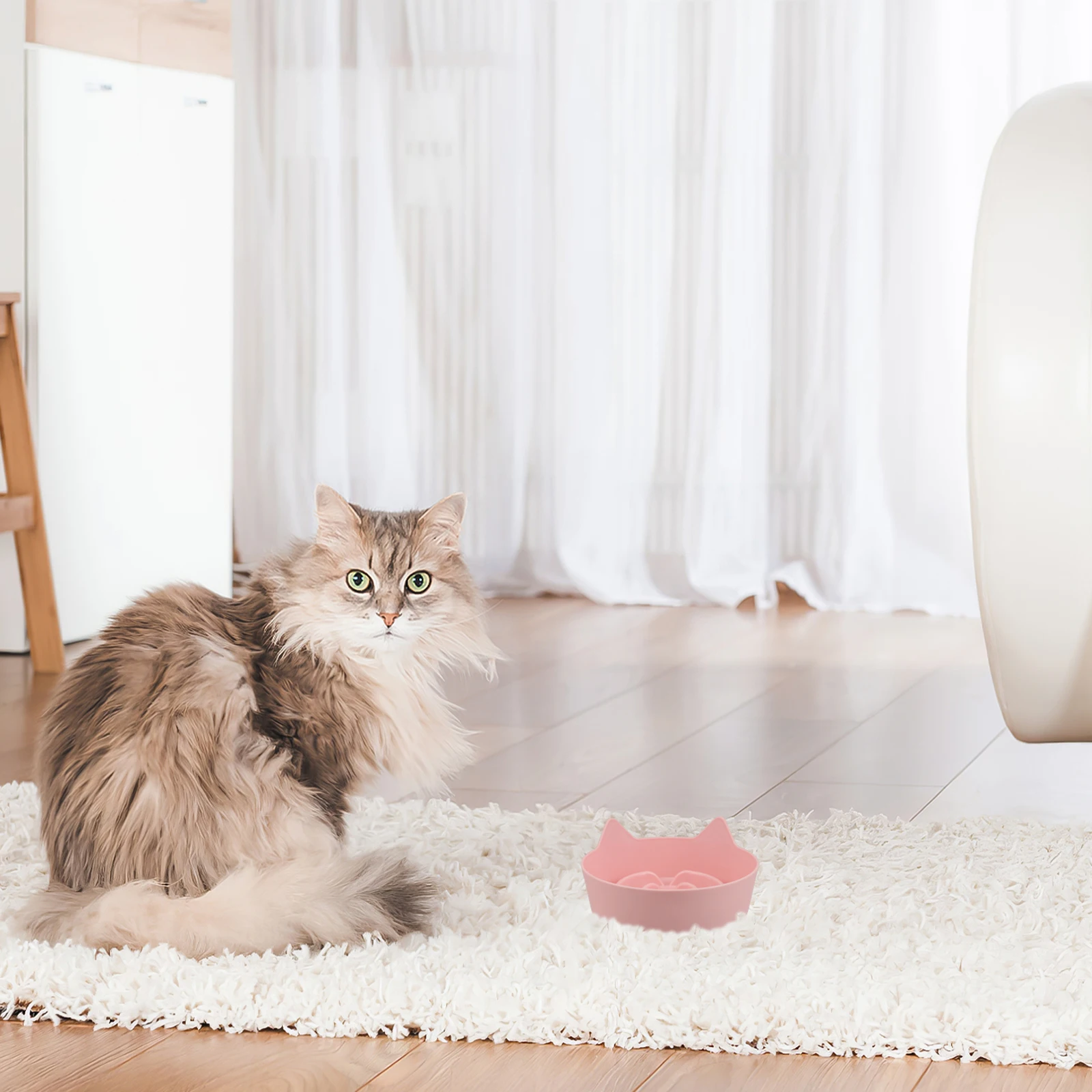 

Cute Ear Shape Non Slip Slow Design Pet Food For Kittens Small Dogs Durable Plastic Shallow Dish Pet Supplies Accessories Water