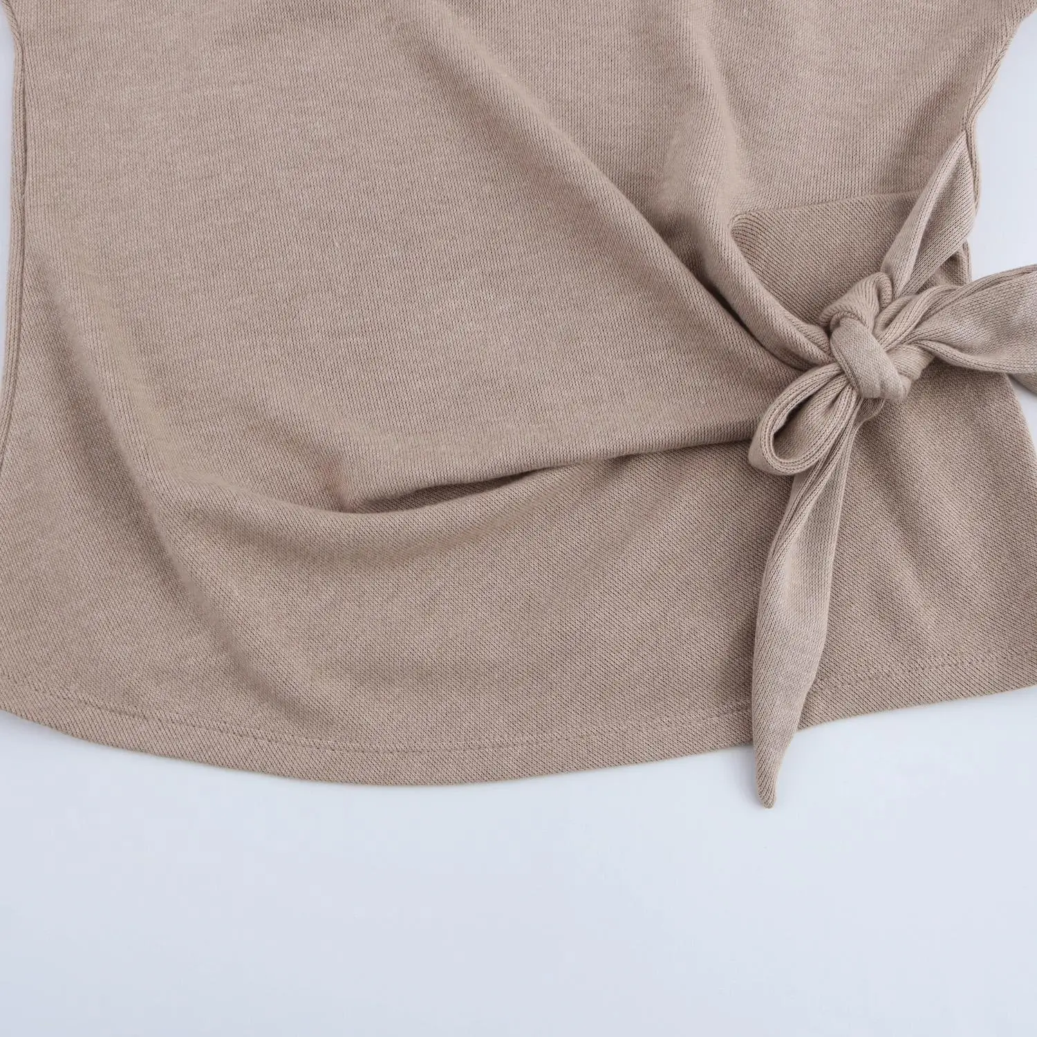 JNLEAOG Set Atasan Wanita Musim Semi Model Terbaru Desain Angin dengan Hiasan Simpul Dua Potong Bahan Serat Polyester Kerah Bulat