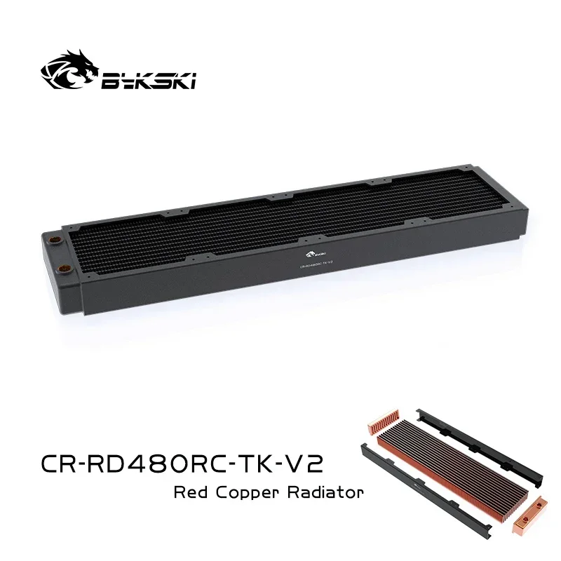 Bykski 40mm Thickness Copper Computer Radiator 120/240/360/480mm, 2 Layers 12 FPI Water Cooling Heatsink For 120mm Fan