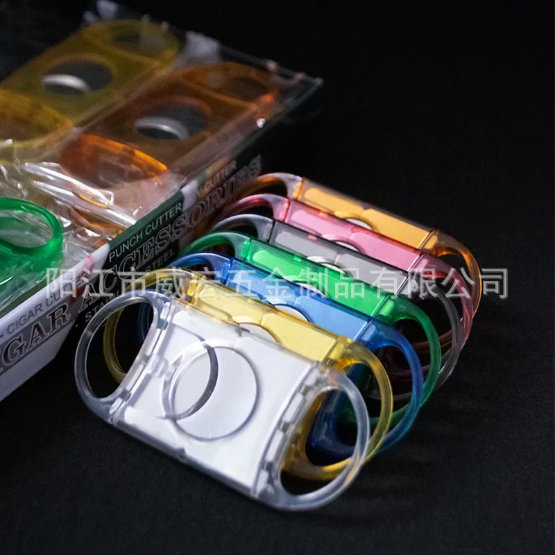 

Разноцветные пластиковые ножницы для сигар с полукруглой ручкой и коробкой для демонстрации, 24 шт./компл.