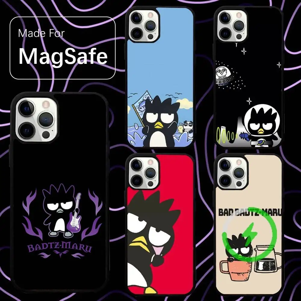 

B-BadtzmaruS BLACK Penguin Phone Case For iPhone 16,15,14,13,12,11,Pro,Max,Plus,Mini,SE New Magsafe Magnetic Wireless Charging