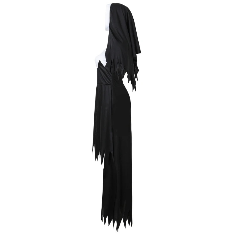 Halloween spaventoso Costume da monaca con guanti cappello donne adulte Masquerade costumi Cosplay nero spaventoso esorcista Halloween Outfit