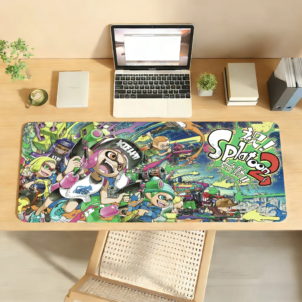 S-SplatoonS Mouse Pad Non-slip Locking Edge DeskMat PC Laptop Accessories Rubber Office Keyboard Game Carpet 350x900x3mm