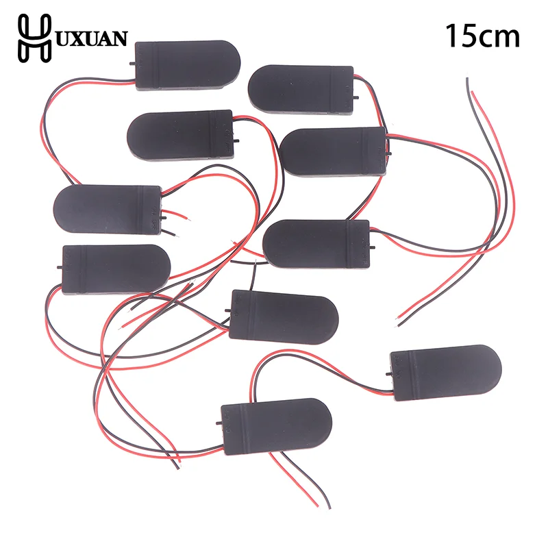 10Pcs For CR2032 Button Coin Cell Battery Holder Case Cover With ON-OFF Switch+10/15CM Leads Wire Battery Box Dual Slots