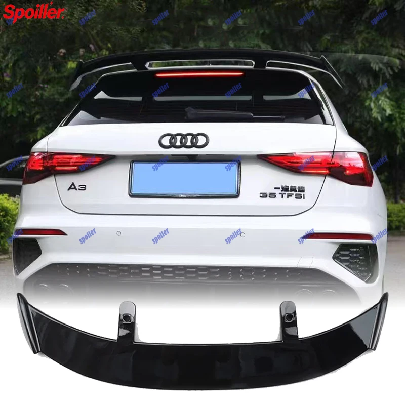 GLossy Black Spoiler for Audi A1 Sportback Q2 Q3 Q5 Q7 A3 Hatchback Universal Carbon Surface Rear Trunk Wing Accessories - view 2
