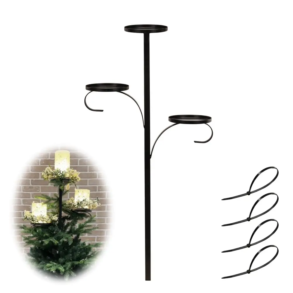Schwarze dreifache Baumplatte, Baumplatte Kerzenhalter, Kerzenständer Baumplatte Dekoration, Weihnachtsdekoration Innenraum Schlafzimmer