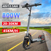 AOKDA A1 Folding Electric Scooter for Commuting 800W 48V12.5Ah Battery Max Speed 45km/h 15.5 Miles 10\