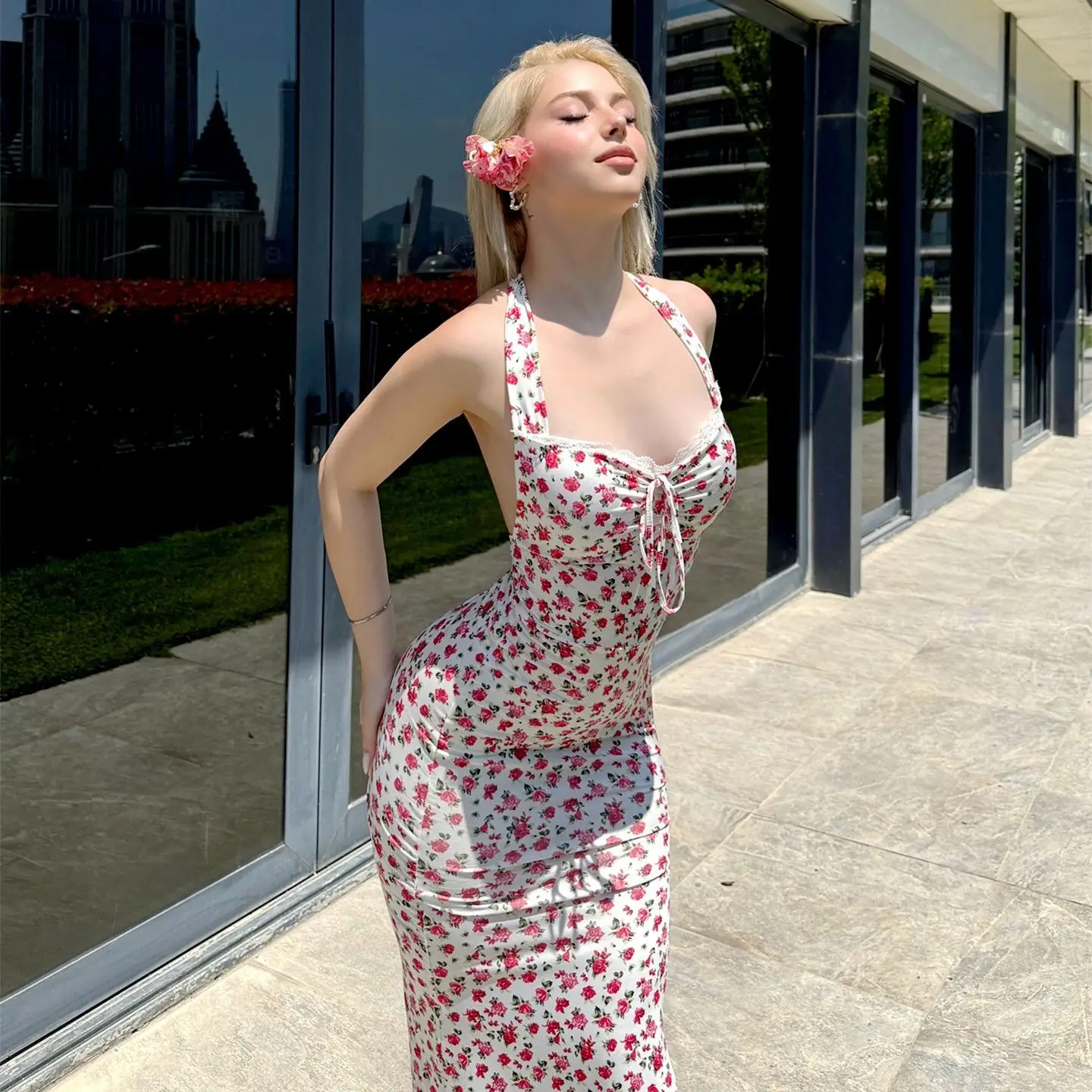 

Summer New French Romantic Small Floral Suspender Dress for Women
