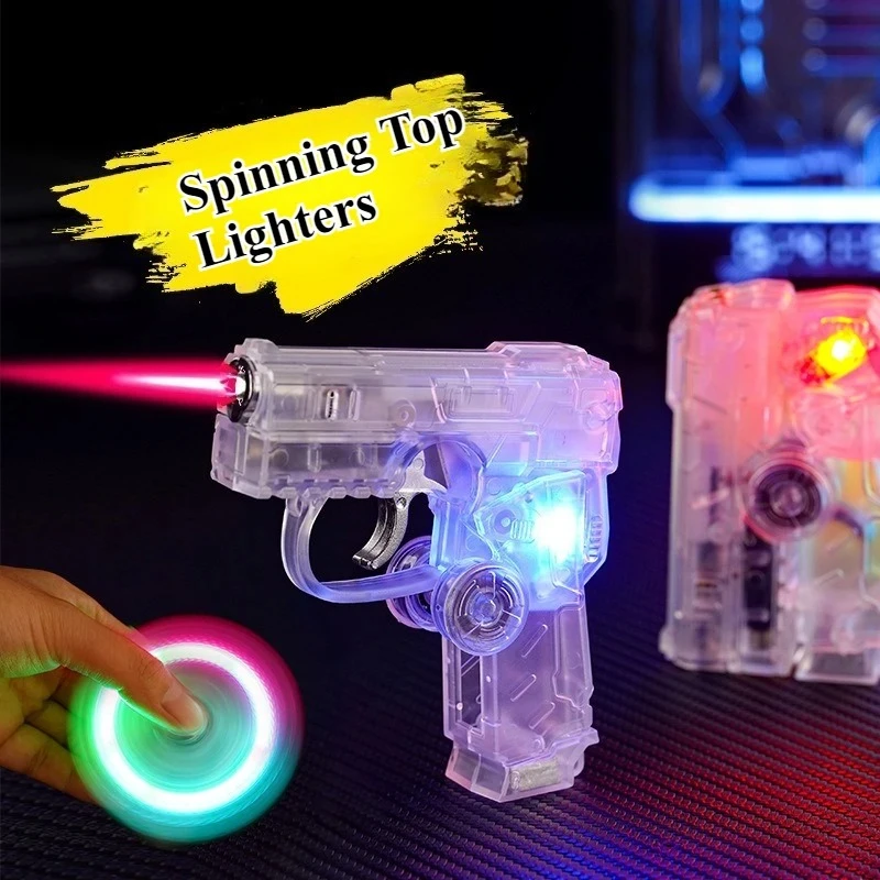 Creative Fidget Spinner Folding Pistol-Shaped Gas Lighter Windproof And Refillable Butane Lighters Gift Cigarette Accessory