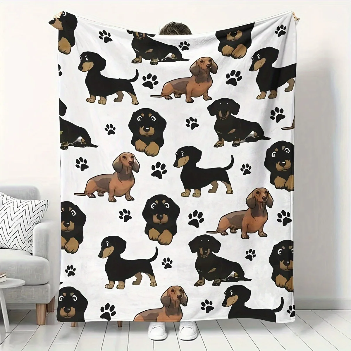 Dackel-Decke, Überwurf, Hund, Flanell-Überwurf, Decken, leicht, weich, gemütlich, Plüsch-Fleece, niedliche Welpen-Decke, Camping, Reisen, Verwendung