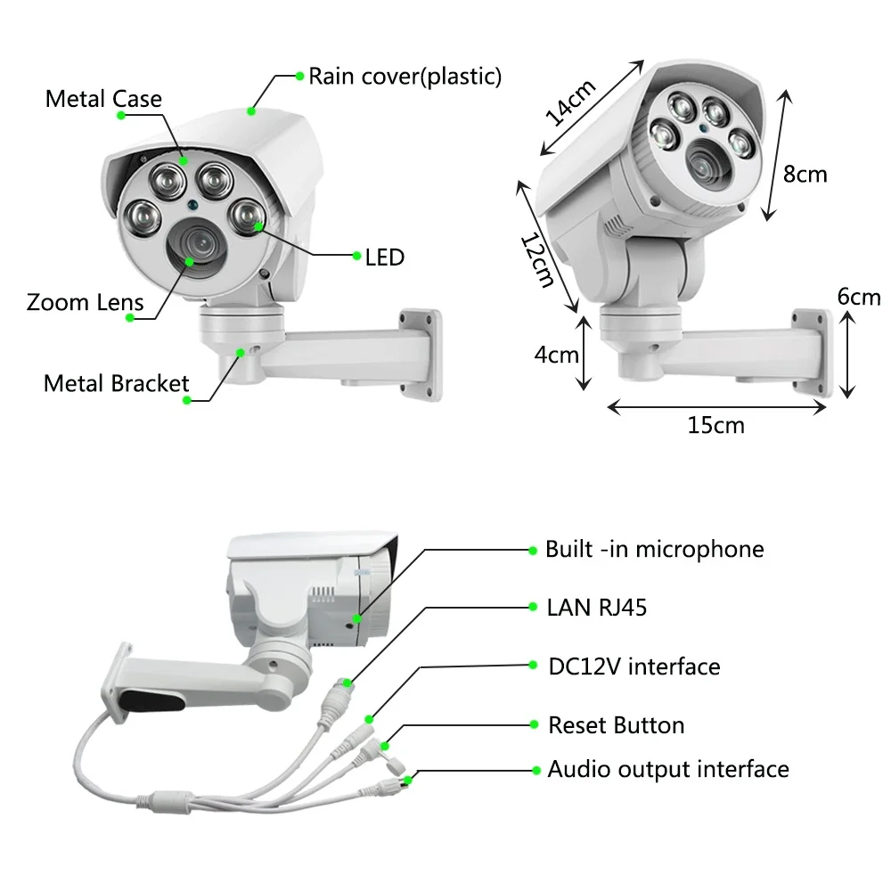 Imagem -03 - Câmera ip de Segurança sem Fio Udh-bullet Câmera Ptz Outdoor Zoom Automático Detecção de Carro Humano 5mp 5x 10x 5mp 8mp Sony415 ir 50m