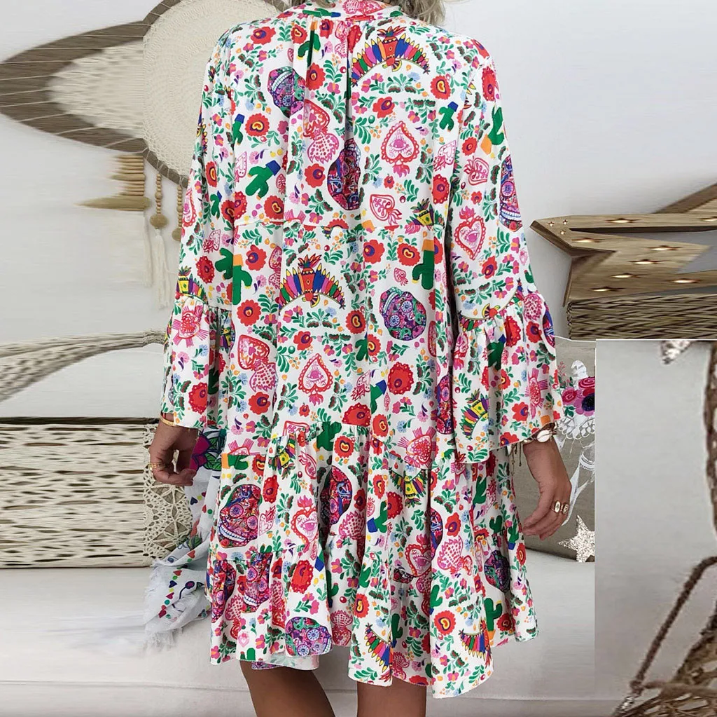 Robe de plage à imprimé floral pour femmes, robes décontractées élégantes, confortable et à la mode, été