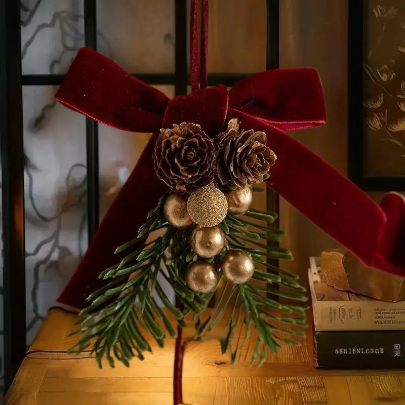 HUAHUAEnchanting Butterfly Knot & Pinecone Bell زينة عيد الميلاد لجميع الأماكنHUAHUA #6